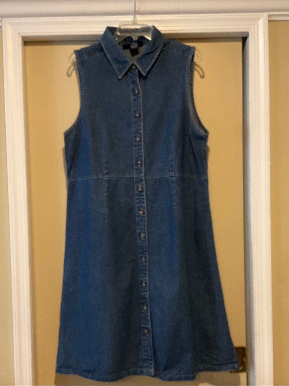 Original TY Wear Woman's Classic Sleeveless Denim Midi Button-Up Dress 16